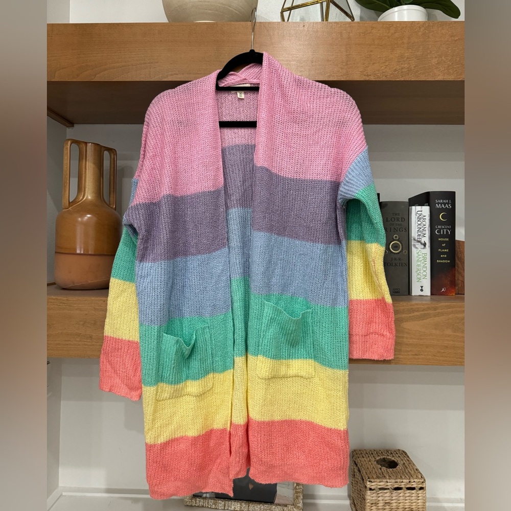Rainbow Knit Oversized Boyfriend Cardigan